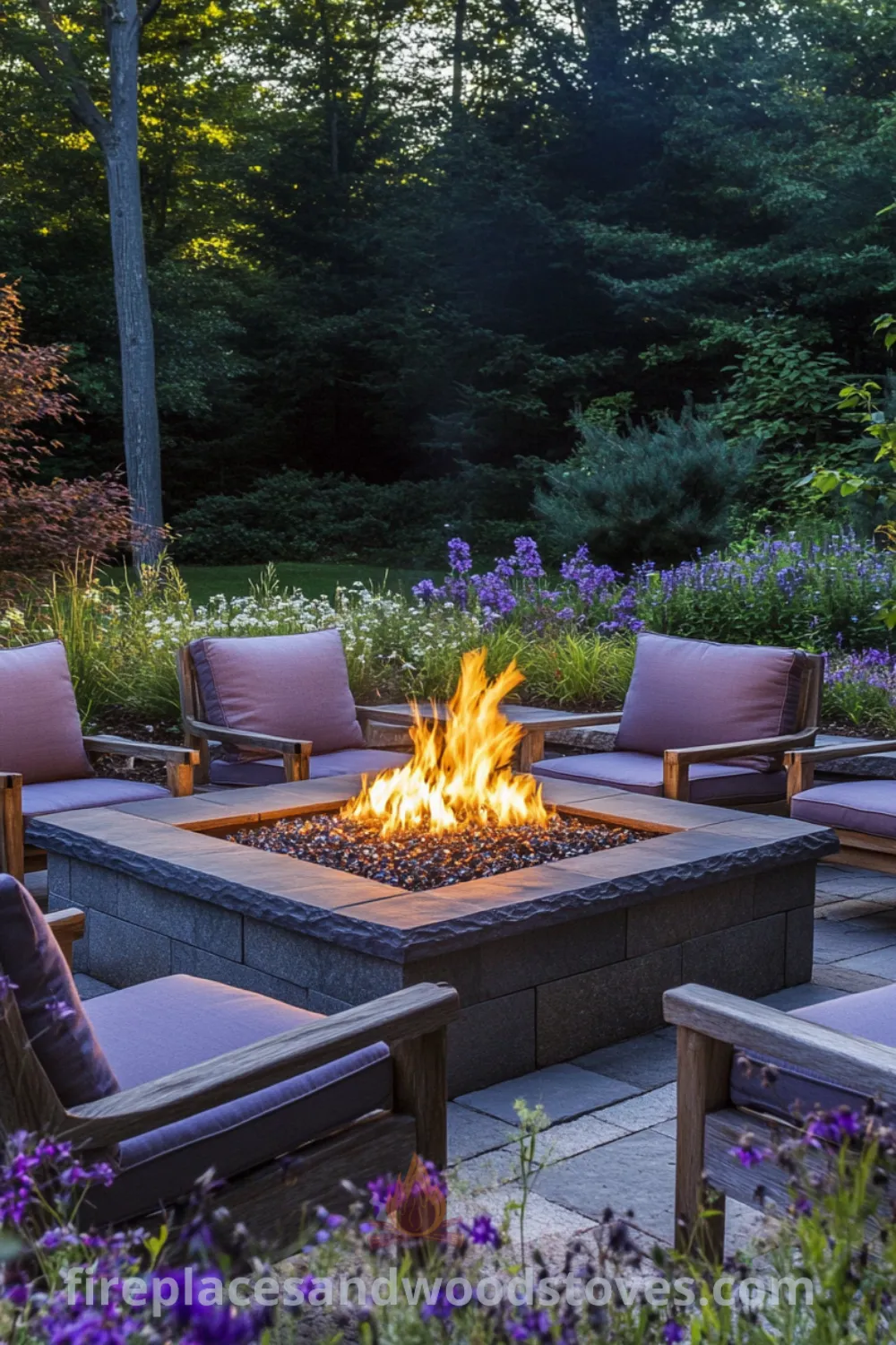 Cozy fire pit area featured on fireplacesandwoodstoves.com, showcasing outdoor fire pit designs, inviting outdoor seating, and unique backyard ideas for an inspiring outdoor living experience.