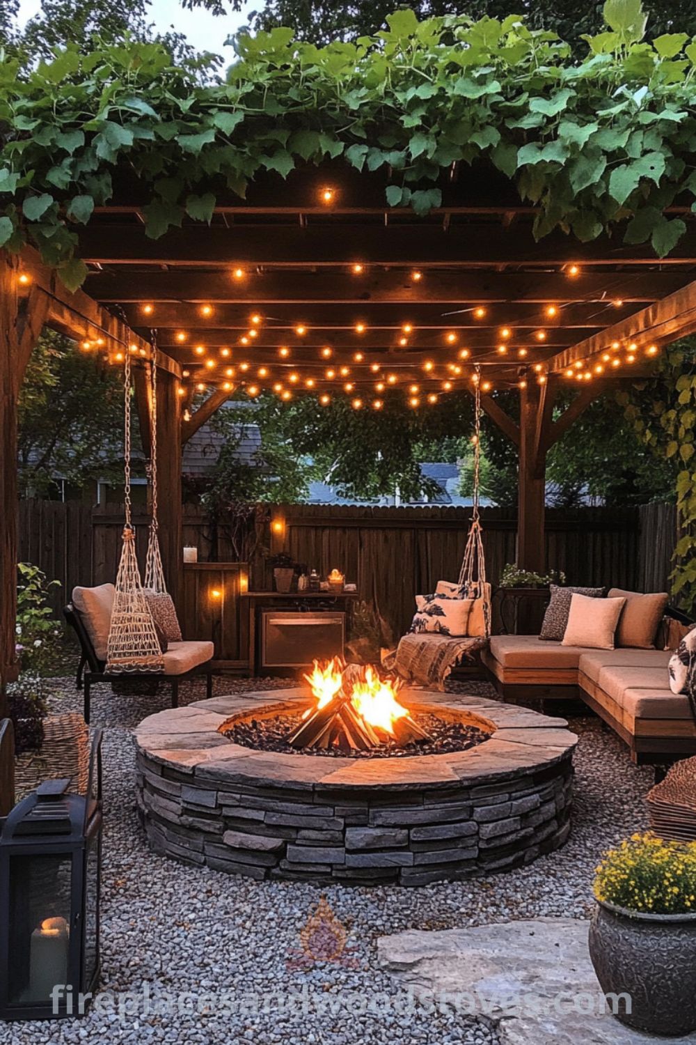 Inviting backyard fire pit on fireplacesandwoodstoves.com, featuring cozy seating, fire pit landscaping, and design ideas for outdoor entertaining and relaxation.