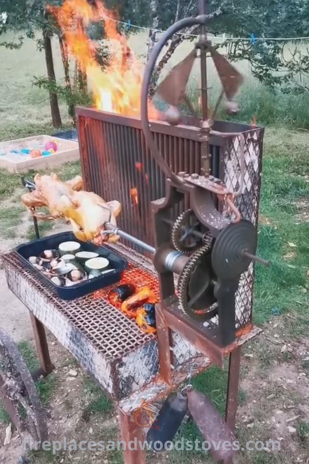 A DIY barbecue grill and fire pit in a backyard setting, showcasing stylish designs and outdoor cooking ideas that inspire creativity. Perfect for home-made BBQ grills and cozy outdoor gatherings. Discover more on patioandhomefurniture.com.