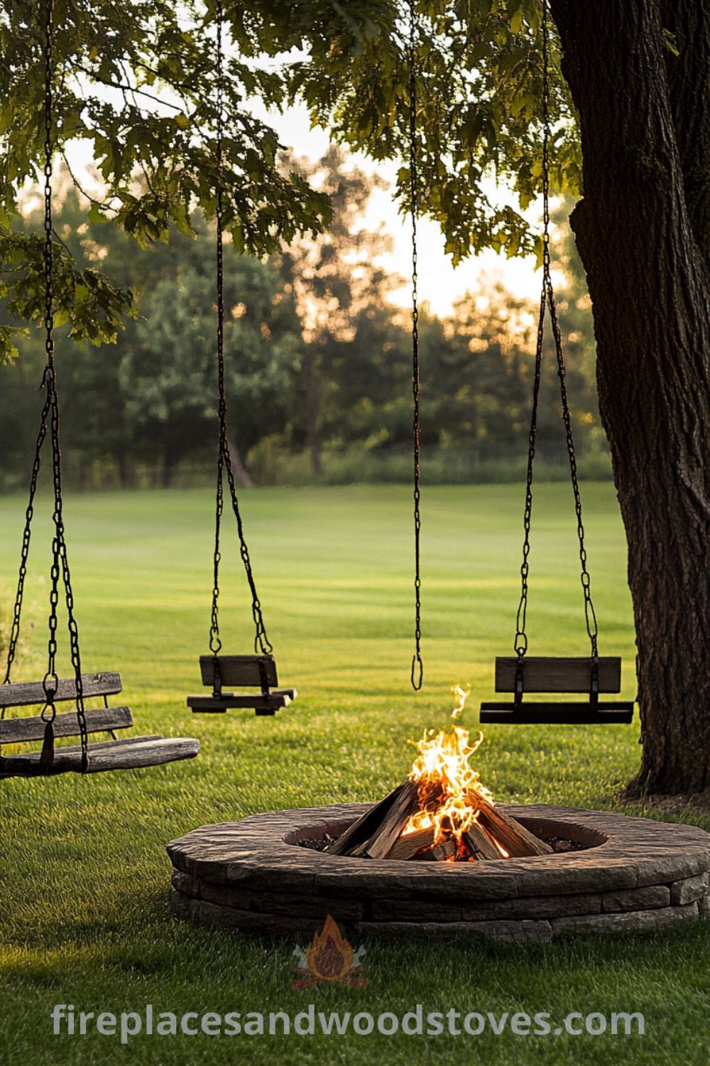 Cozy backyard fire pit on fireplacesandwoodstoves.com, featuring outdoor seating, sleek furniture, and inspiring fire pit ideas for your outdoor living space.