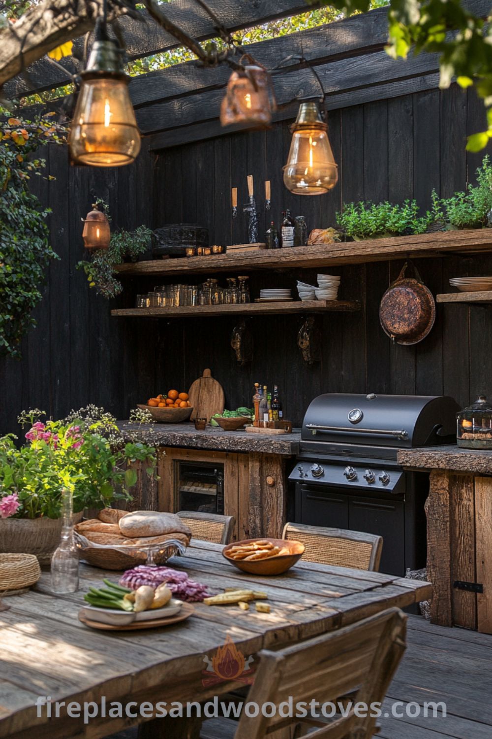Backyard kitchen with grill station on fireplacesandwoodstoves.com, showcasing outdoor cooking features, cozy decor ideas, and patio designs for memorable gatherings.