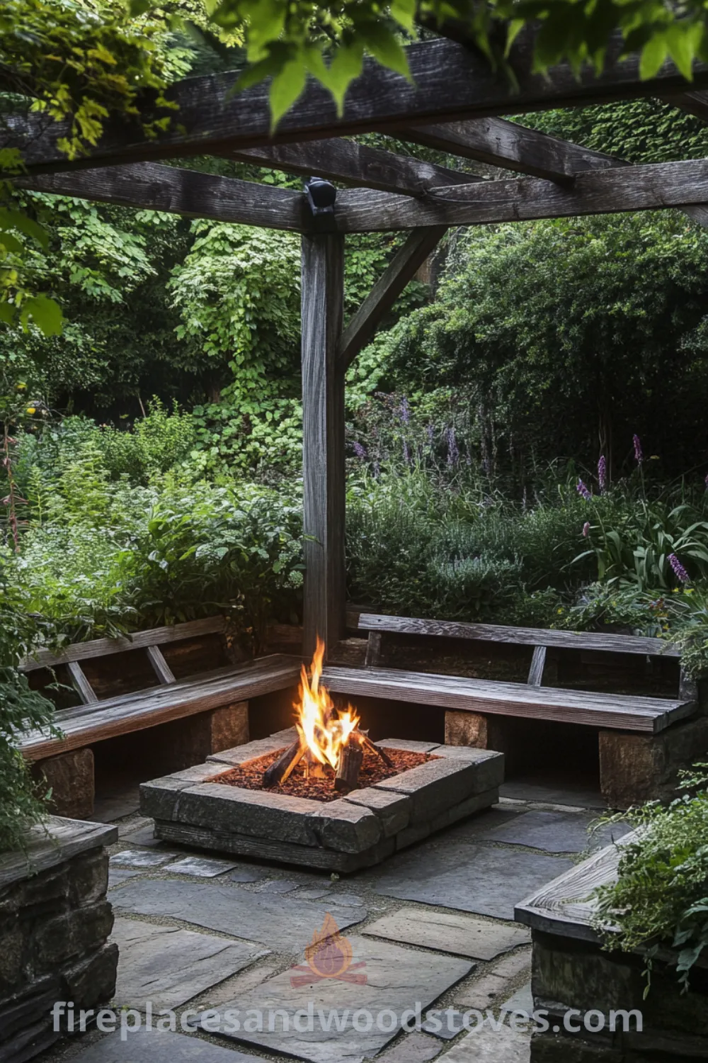 Inviting fire pit lounge on fireplacesandwoodstoves.com, featuring cozy seating, outdoor fire pit, and unique ideas for backyard living and decor inspirations.