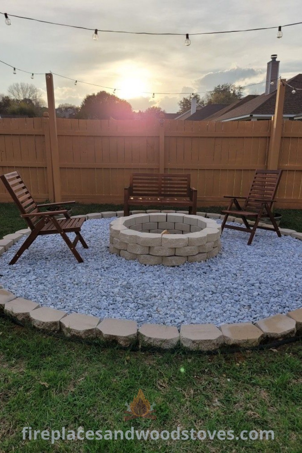 An outdoor fire pit surrounded by chairs and gravel, showcasing creative and cozy designs that transform your backyard. Perfect for entertaining and relaxation, find more inspiring ideas at patioandhomefurniture.com.