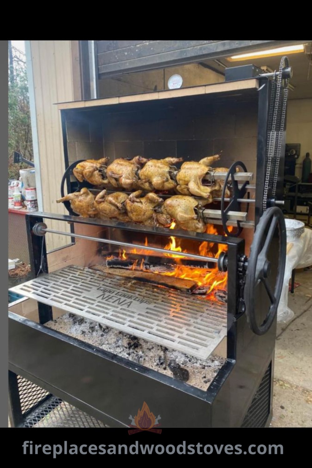 A beautifully grilled chicken on a spit in the kitchen, showcasing cozy spitbraai ideas and winter feast inspiration. Discover stylish designs and incredible outdoor cooking ideas at patioandhomefurniture.com.