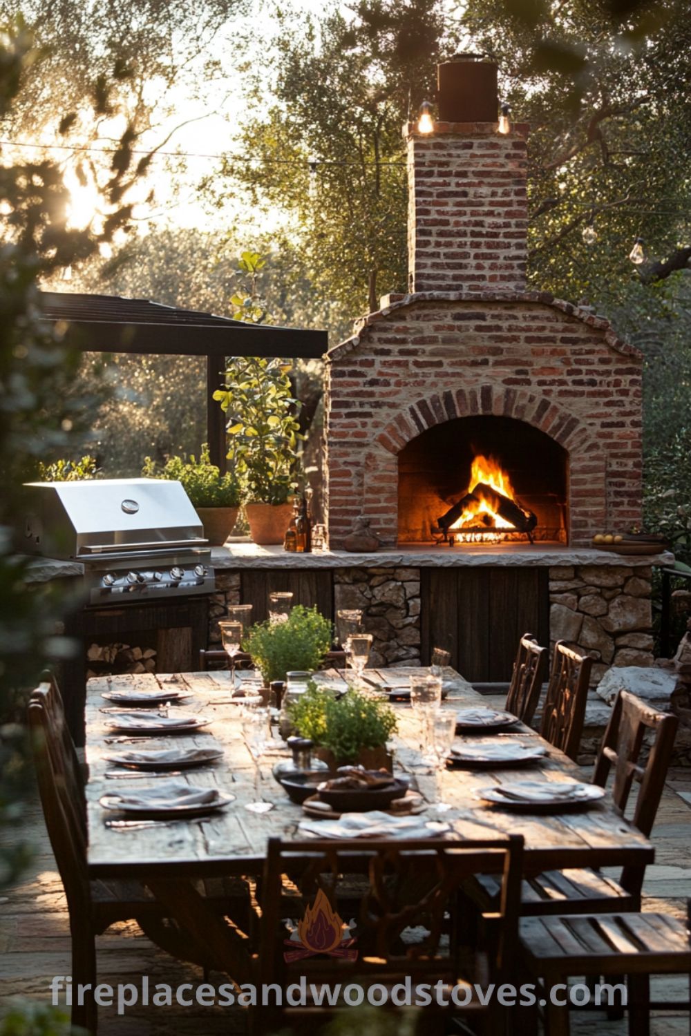 Outdoor cooking area featuring a brick pizza oven on fireplacesandwoodstoves.com, highlighting cozy backyard decor, outdoor kitchen design ideas, and inviting inspirations for outdoor cooking gatherings.