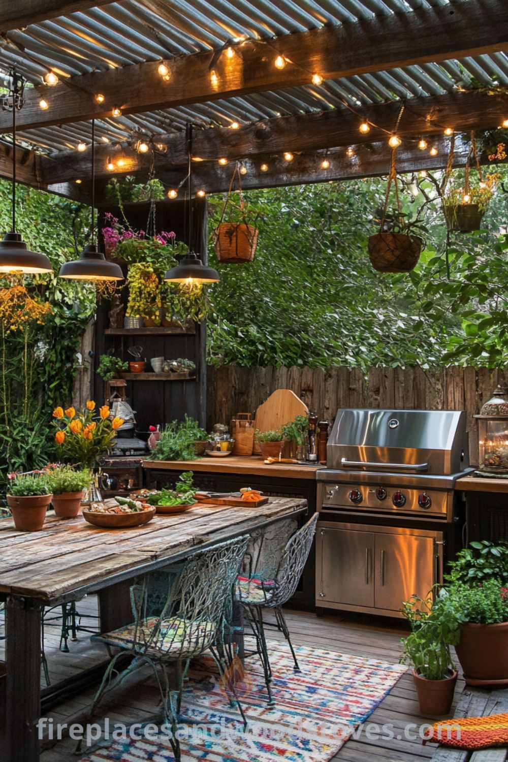 Charming outdoor cooking area on fireplacesandwoodstoves.com, featuring a bbq area, cozy kitchen patio, and inspiring design ideas for outdoor dining.