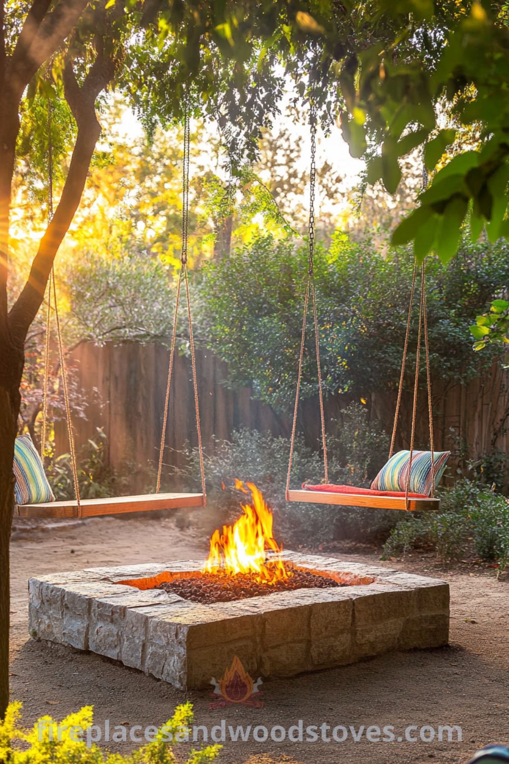 Cozy backyard fire pit on fireplacesandwoodstoves.com, featuring outdoor seating, fire pit ideas, backyard design, and cozy inspirations for your outdoor living space.