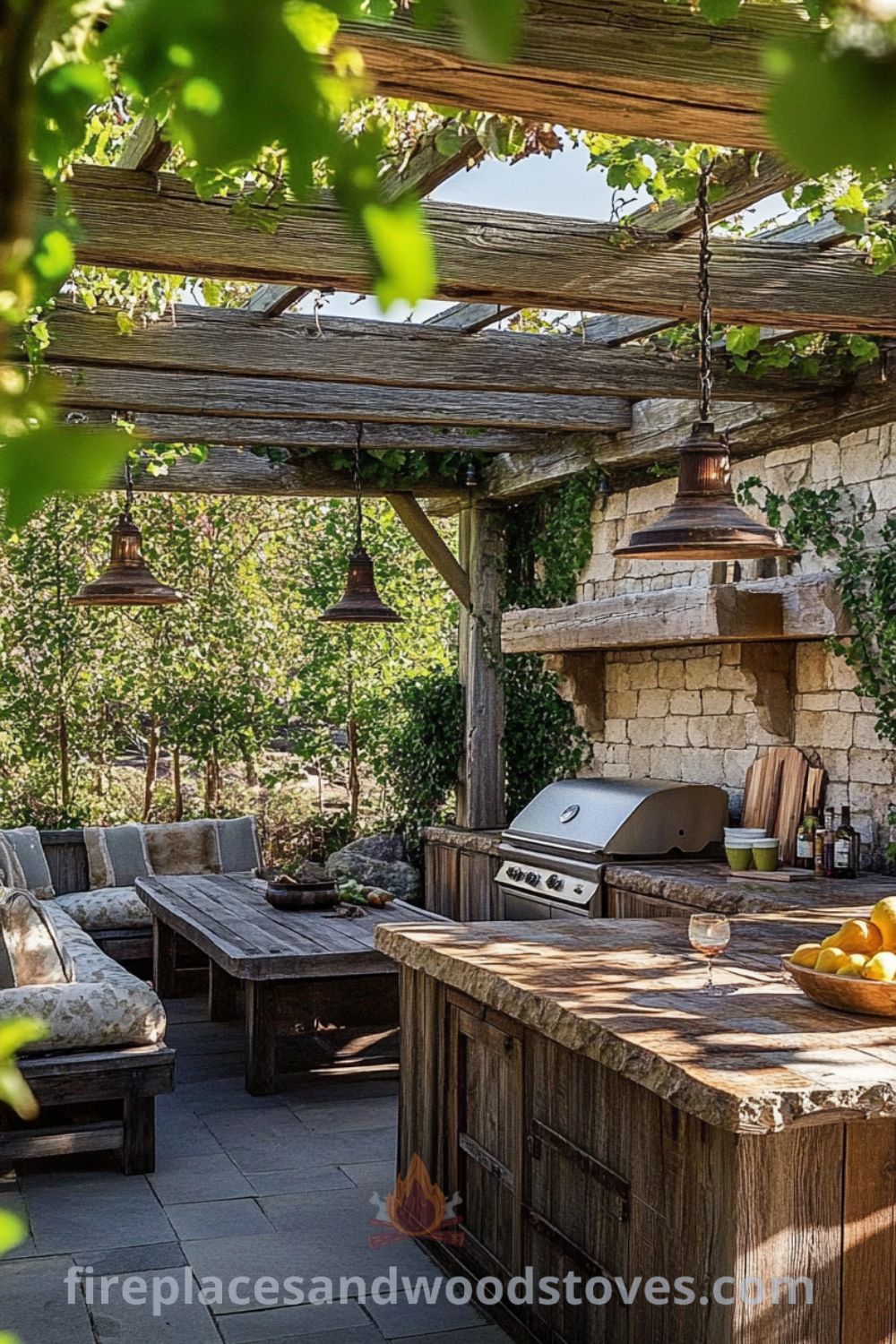 Cozy backyard BBQ area featuring a stylish outdoor grill and charming decor on fireplacesandwoodstoves.com, highlighting outdoor kitchen design ideas, cozy inspirations, and inviting grilling stations for a perfect outdoor dining experience.