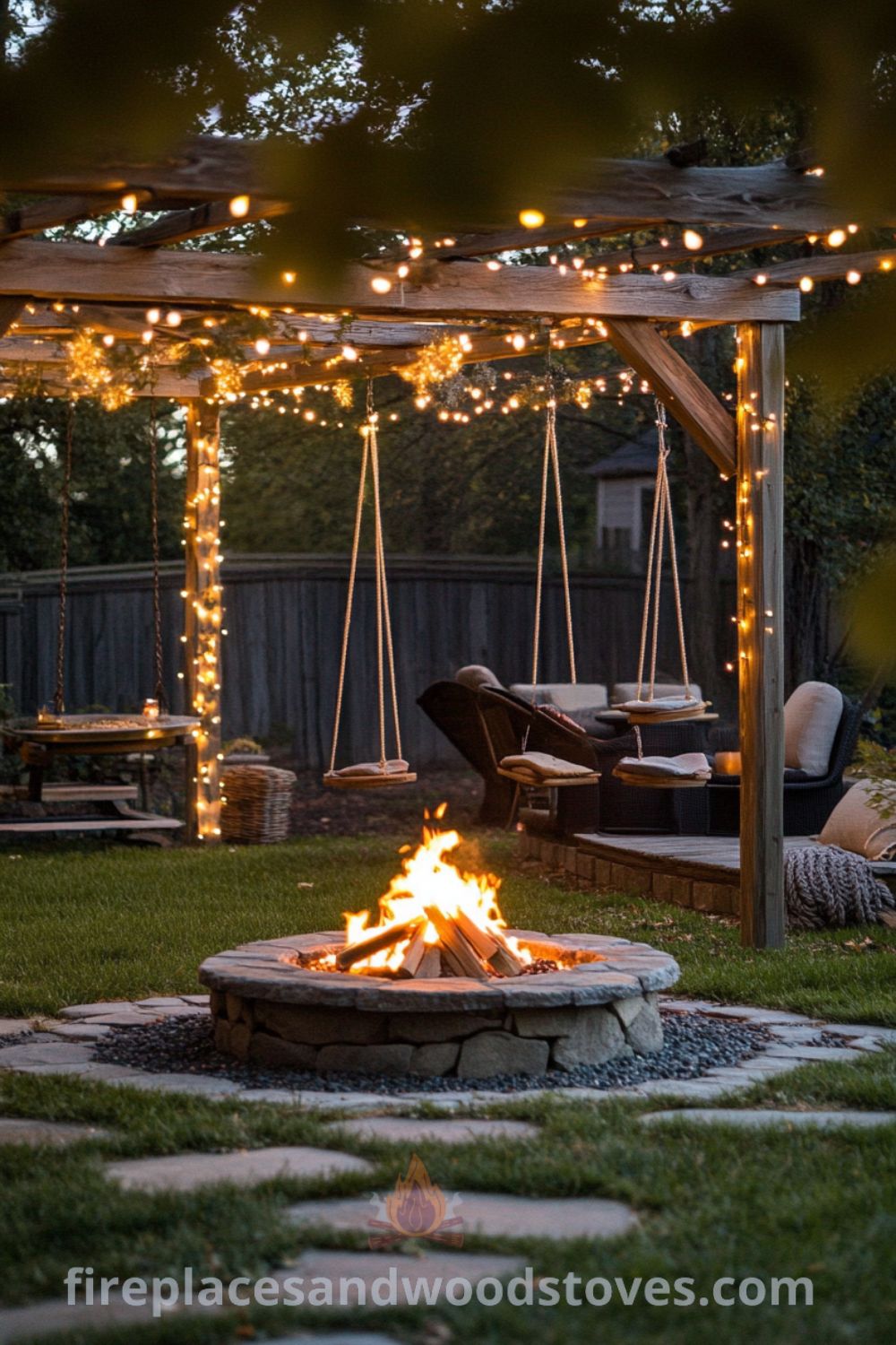 Backyard fire pit ideas featuring an inviting seating area and landscaping inspiration on fireplacesandwoodstoves.com, perfect for creating a cozy home atmosphere with outdoor fire pit and patio ideas.